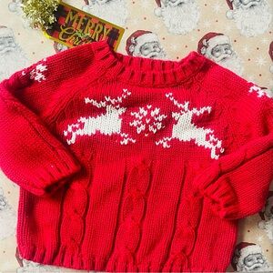 Red Reindeer Lands End Sweater